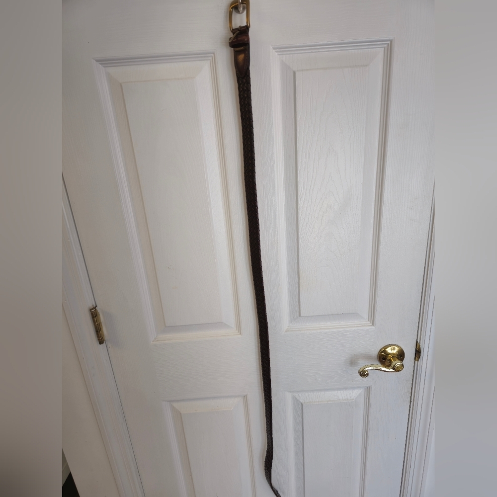 Men's Genuine Leather Braided Brown Belt Bonded Lacing  Brass Buckle Size 40 - Picture 10 of 15